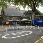 Greenwich Wand Orca installed on a curved section of carriageway, providing physical segregation with flexible delineator posts.