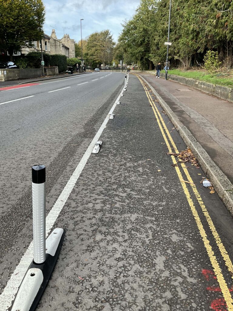 Mini Orca units with One Piece Wand Orca featuring flexible wands installed on a cycle lane.