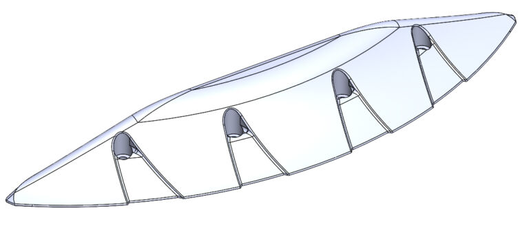 Technical illustration of Orca front profile.