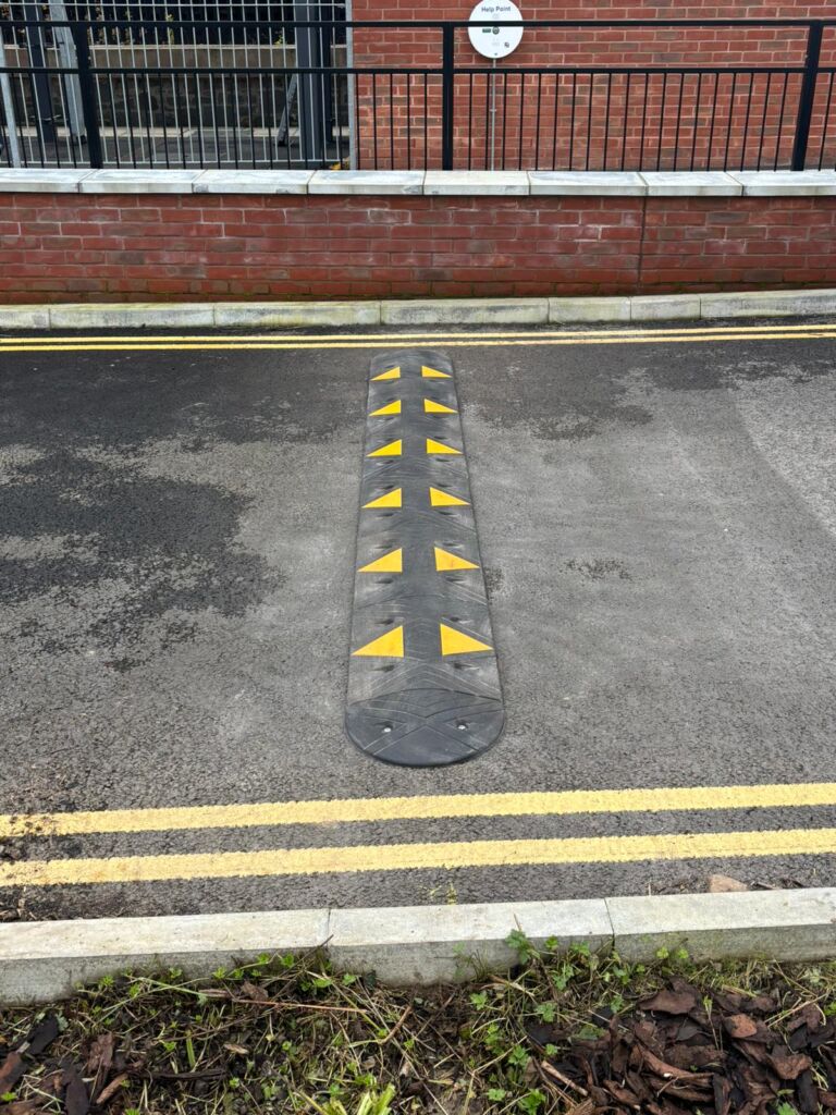 MiniSitecop speed ramp installed outside building.