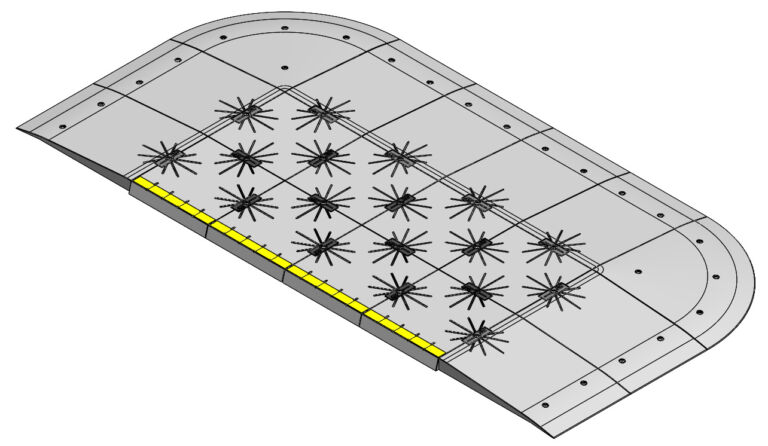 Technical diagram of the modular BusPad system showing panel arrangement and fixings.