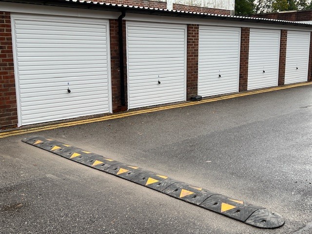 MiniSitecop speed ramp installed on a residential road.