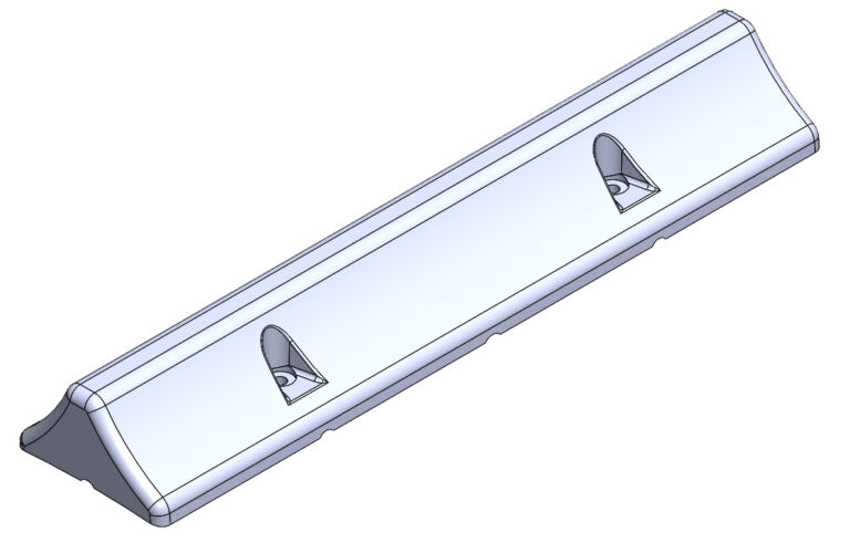 Illustration of the TruckStop 115 vehicle stopper with high-visibility yellow markings