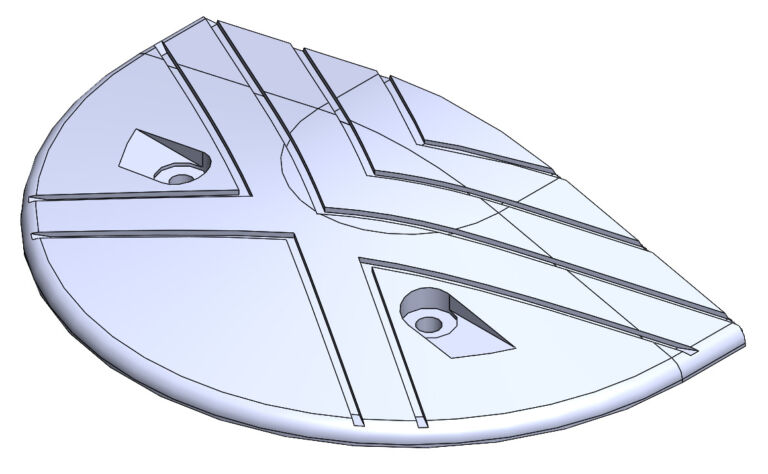 MiniSitecop speed ramp end module showing surface profile and fixing points.