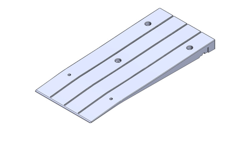 Sinusoidal ramp construction modules, showing interlocking rubber sections with pre-drilled fixing points