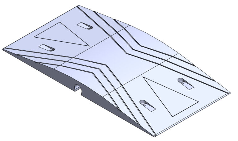 SitecopPlus speed ramp middle module showing surface profile and fixing points.