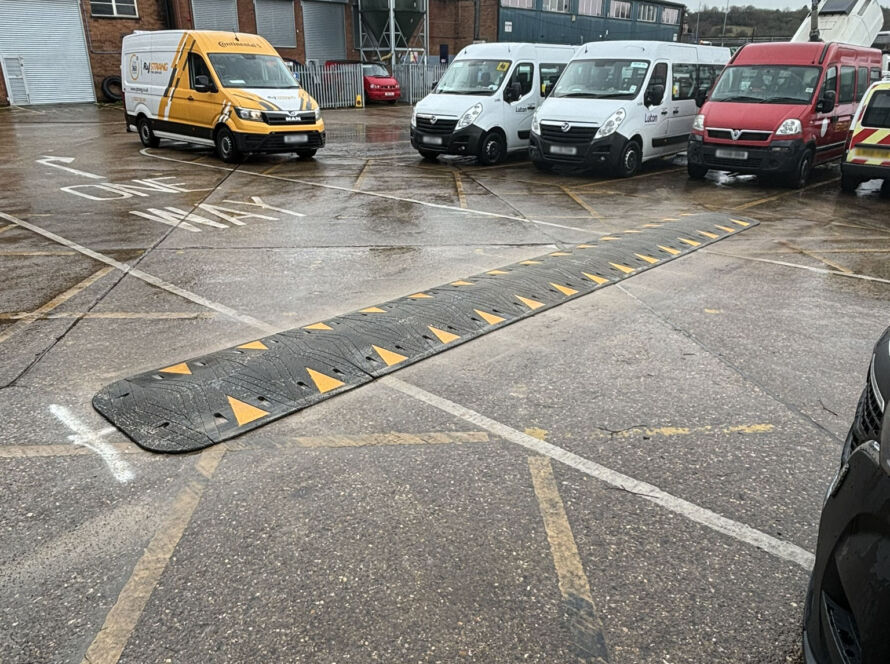 SitecopPlus speed ramp installed outside an industrial building.