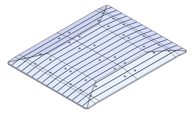 Example configuration of a Traficop rubber speed cushion, showing how modular sections are arranged to form a complete unit.