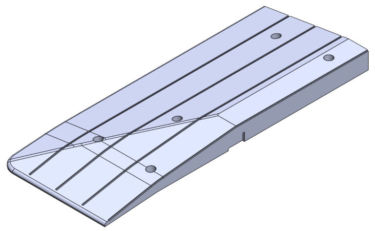 Corner module for Traficop rubber speed cushions, showing an individual modular section with fixing holes for installation.