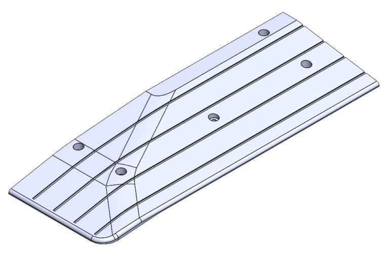 Corner module for Traficop rubber speed cushions, showing an individual modular section with fixing holes for installation.