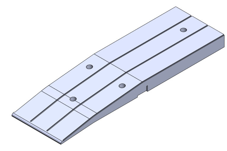 Ramp module for Traficop rubber speed cushions, used to form the sloped approach of the cushion.