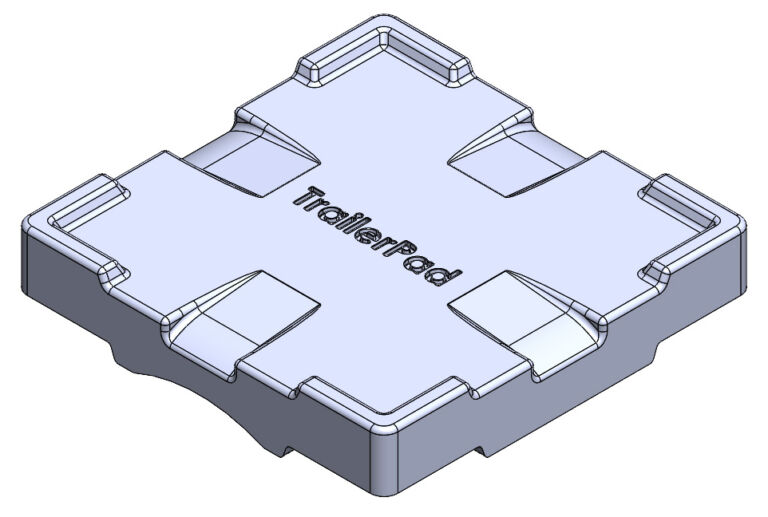 Diagram showing the shape and design of the TrailerPad ground protection pad
