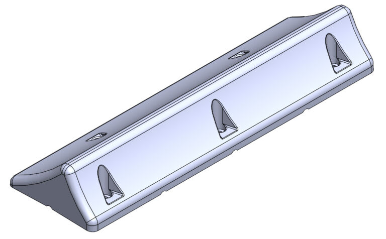 Illustration of the TruckStop 150 vehicle stopper with high-visibility yellow markings